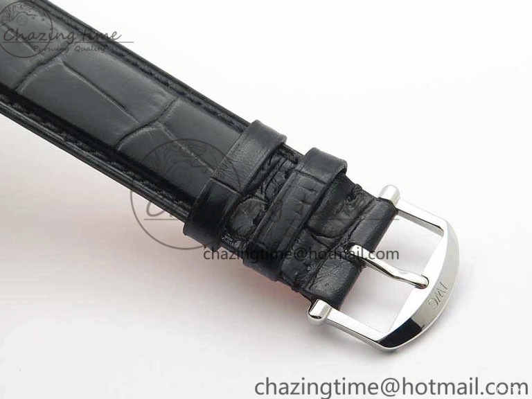 MIROTIME 0415 WaterResistant Da Vinci IW356601 SS MKF 1:1 Best Edition White Dial On Black Leather Strap A 7232